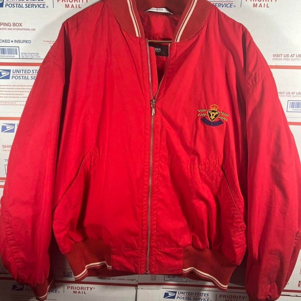 Vintage Hugo Boss Red bomber jacket